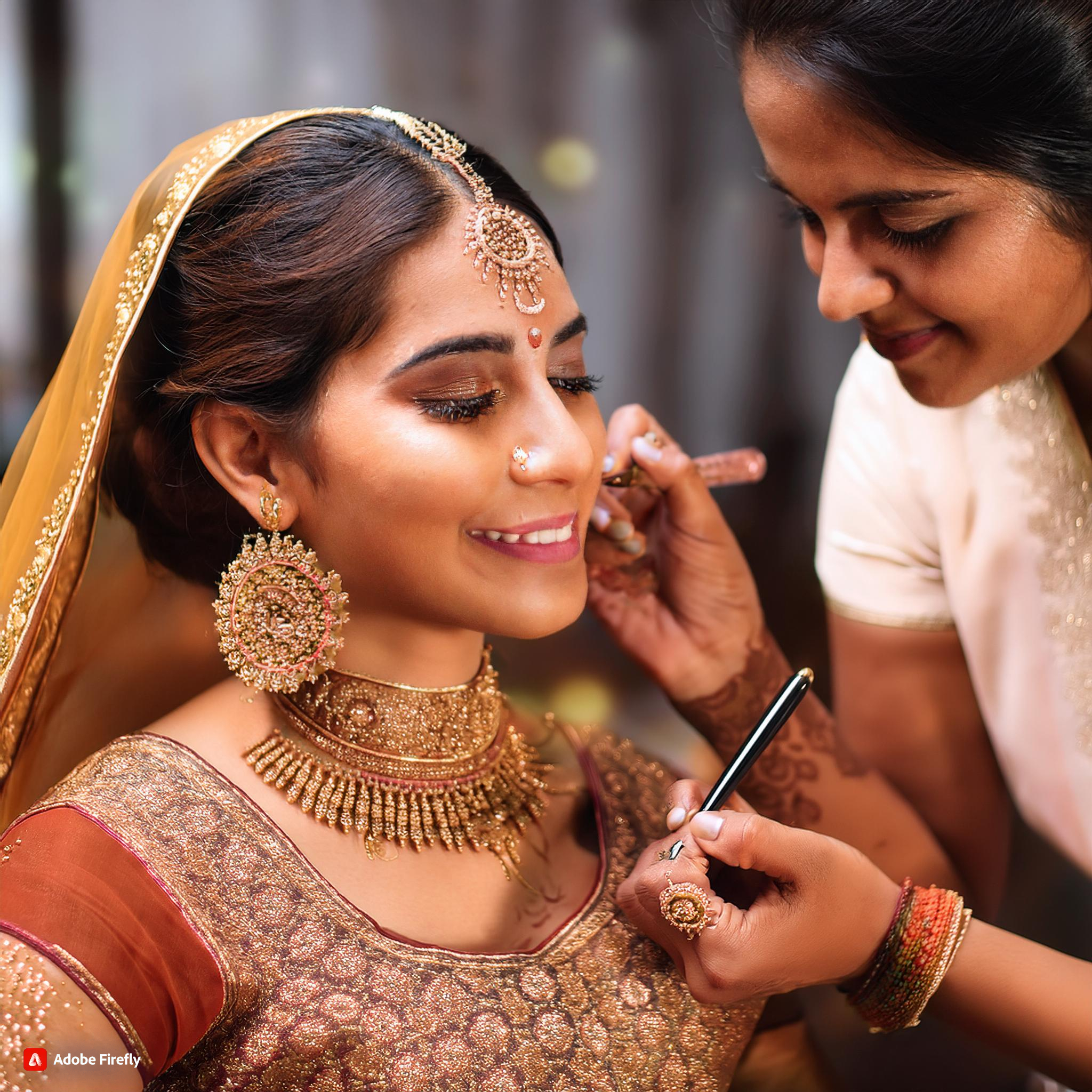 Firefly Indian women henna artist working on a bride 83493