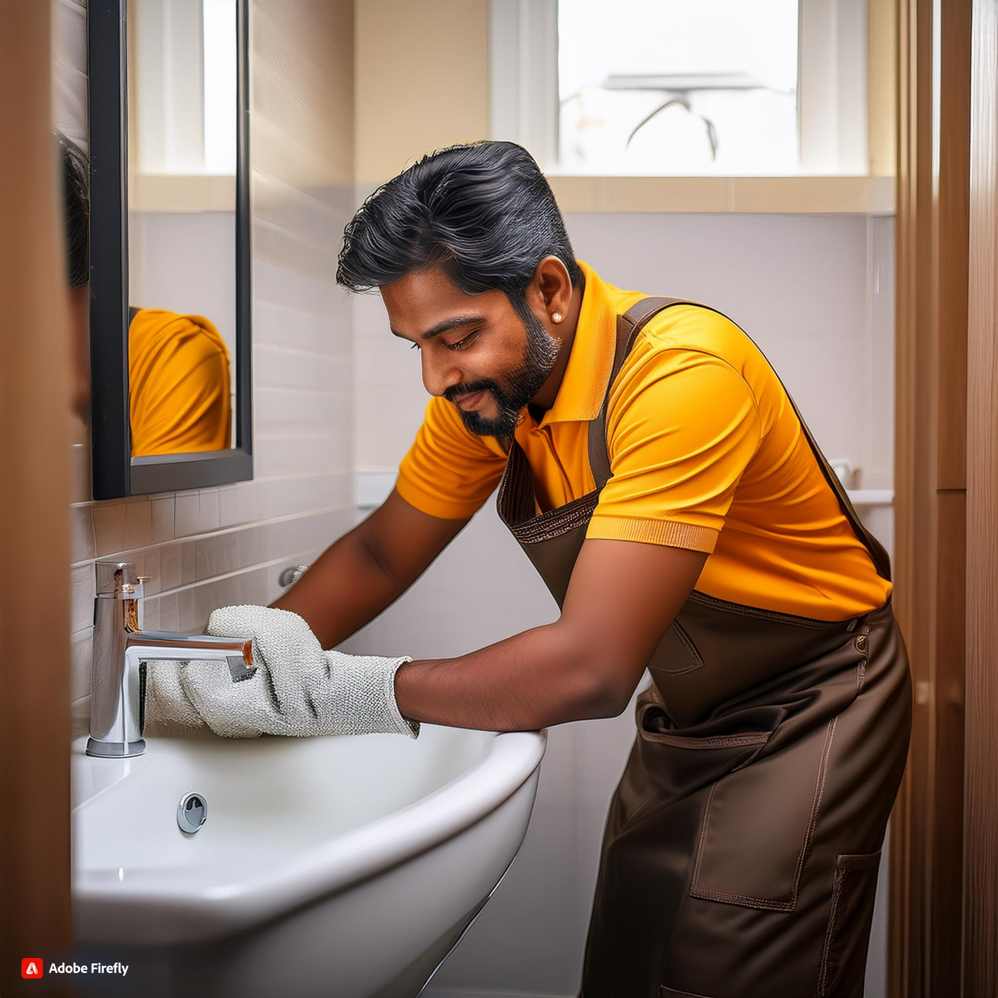 Firefly indian home service man cleaning a washroom 4923