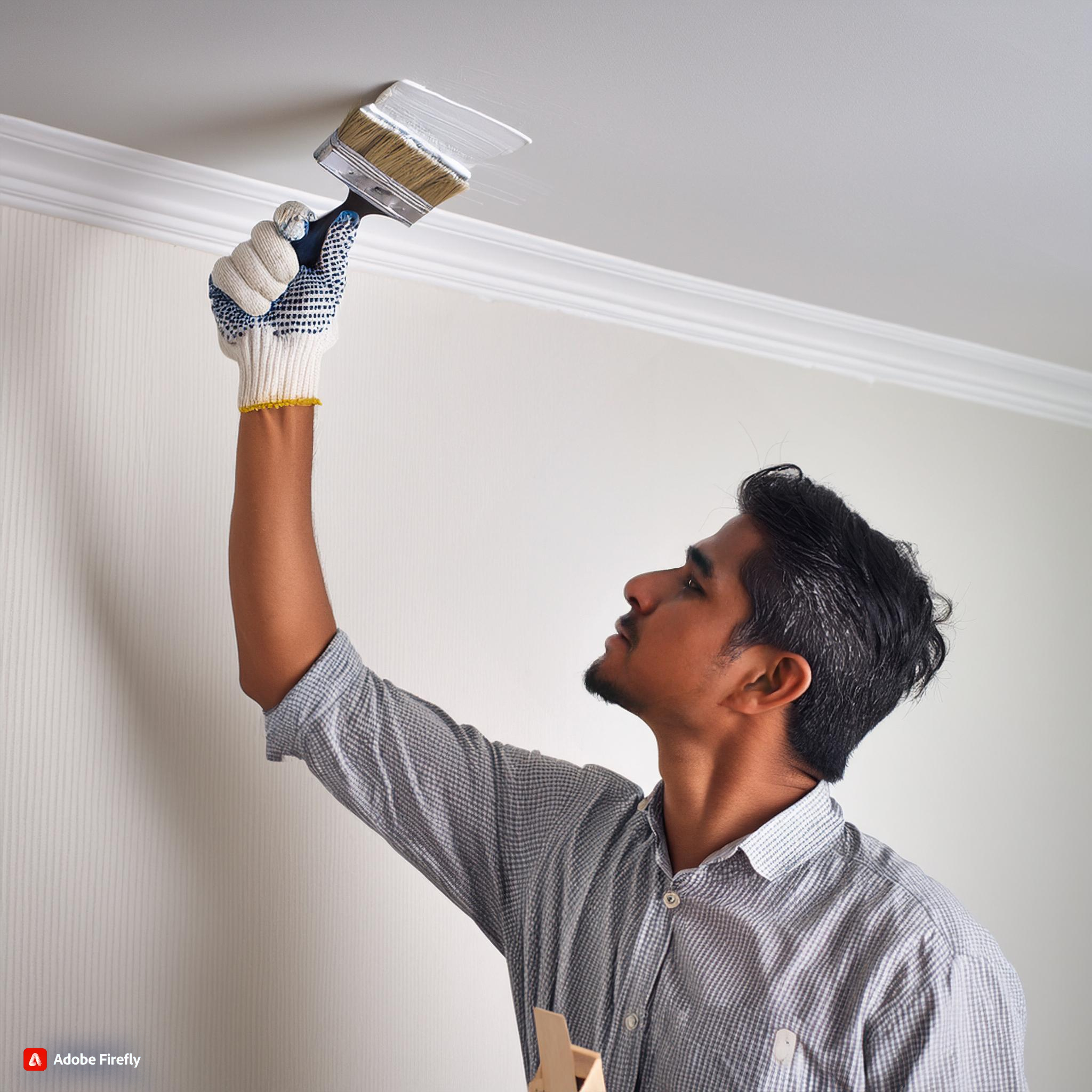 Firefly painter paints the ceiling with a brush; painting the walls 98603